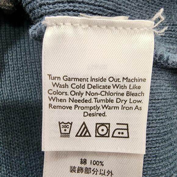 Eddie Bauer Sweater Mens XL Blue‎ Full Zip Cotton Knit Striped Jacket Preppy - Picture 6 of 10